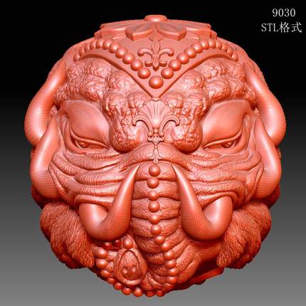 9030象神单粒雕刻图三维立体精雕图四轴圆雕图STL3D模型
