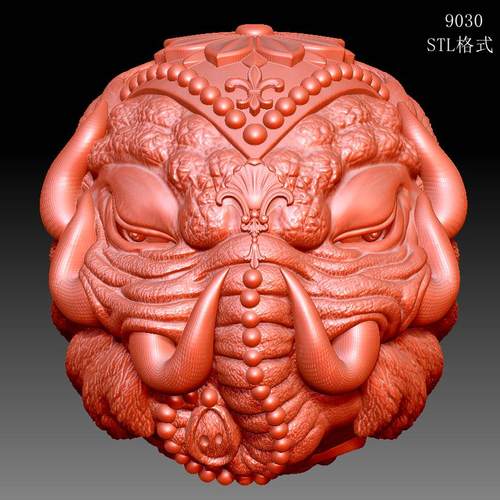 9030象神单粒雕刻图三维立体精雕图四轴圆雕图STL3D模型