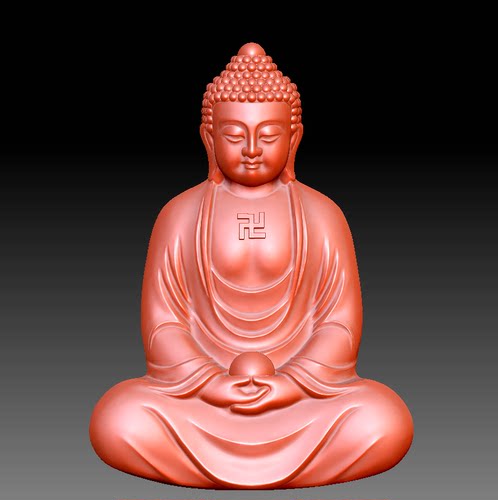 9374如来佛去佛光圆雕图雕刻机3D打印素材STL格式模型图OBJ精雕