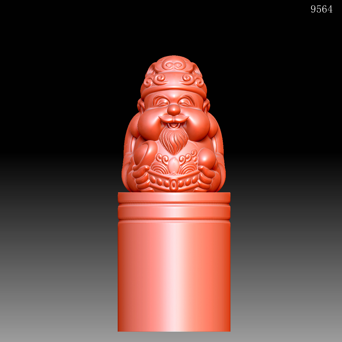 9564元宝财神印章圆雕图雕刻机3D打印素材STL格式模型图OBJ精雕