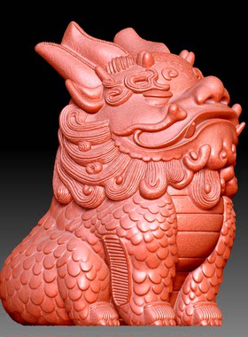 9713招财貔貅瑞兽圆雕图雕刻机3D打印素材STL格式模型图OBJ精雕