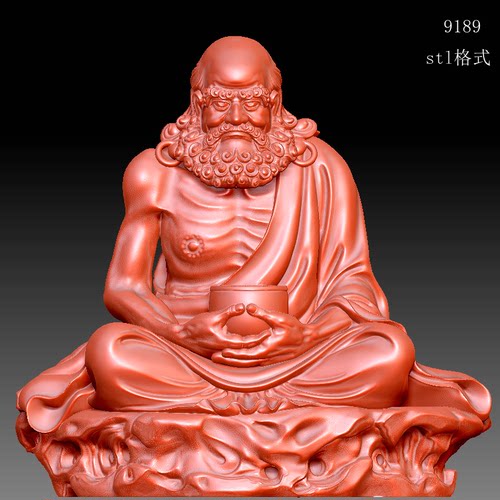 9189达摩祖师雕塑立体圆雕图STL文件雕像3D打印模型图纸