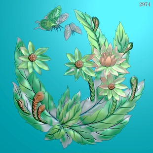 雕刻图北京精雕JDP灰度图BMP电脑浮雕图圆盘形锦上添花2974浮雕图