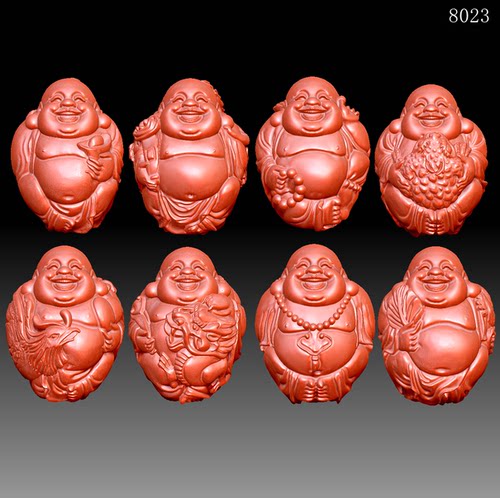 8023瑞兽弥勒橄榄核雕图圆雕图STLOBJ三维立体图圆雕图