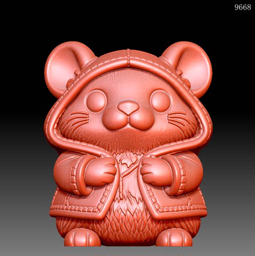 9668老鼠圆雕图雕刻机3D打印素材STL格式模型图OBJ精雕