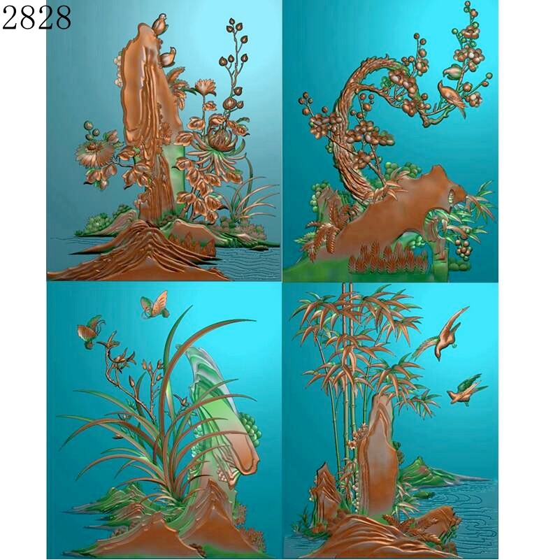 四季花2828雕刻图电脑雕刻图北京精雕图jdp文件灰度图浮雕图