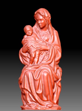 Y628雕刻图三维立体精雕圆雕图STL3D模型女人和孩子圆雕图