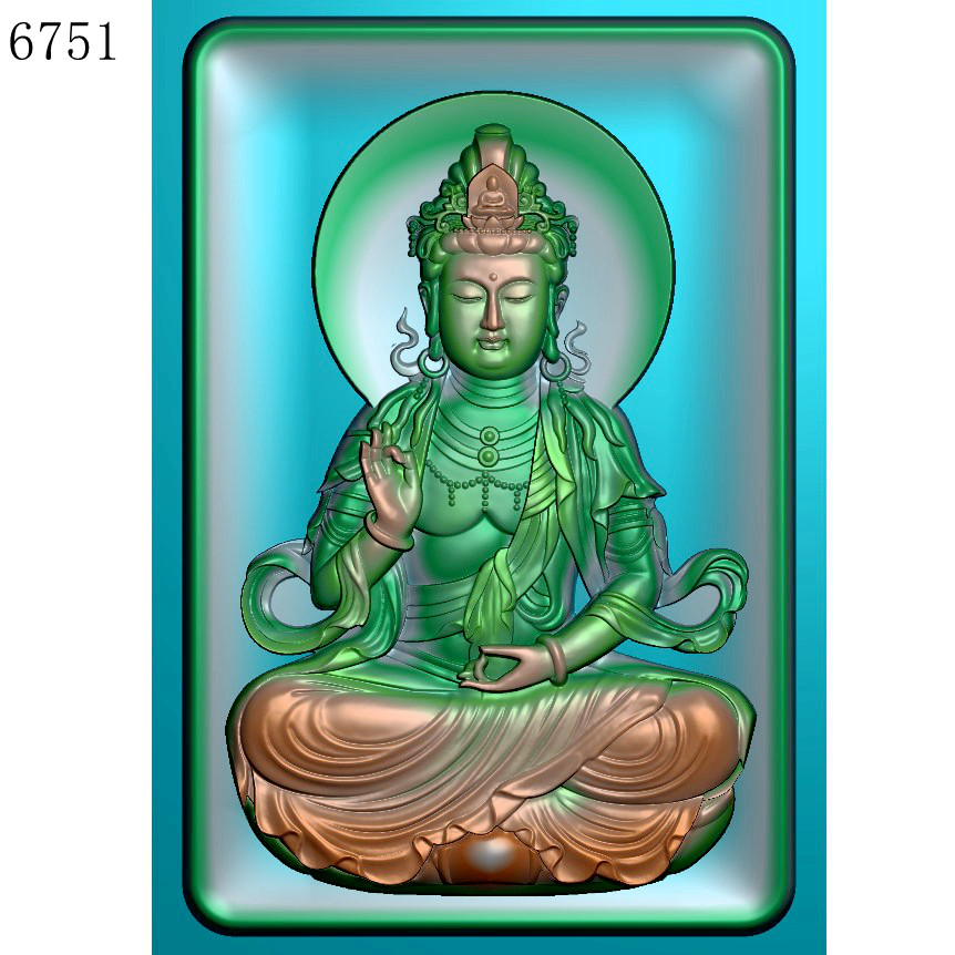 675146牌子观音菩萨佛雕刻北京精雕图JDP灰度图挂件BMP浮雕图