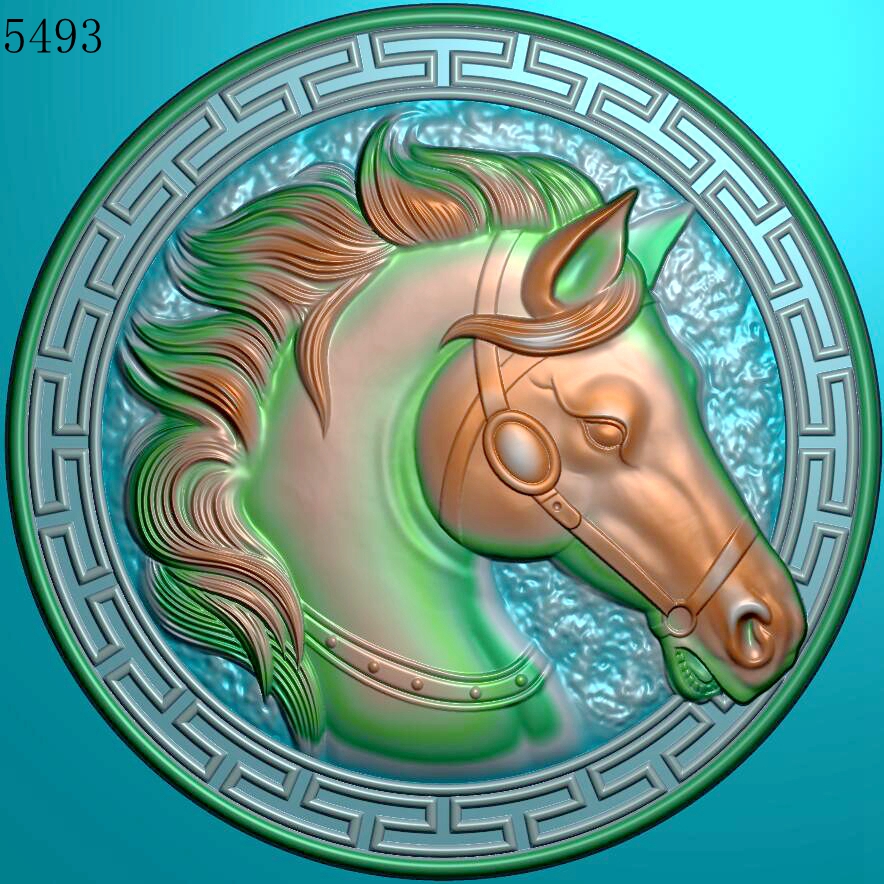 5493马头玉雕浮雕图北京精雕图jdp灰度图bmp挂件素材浮雕图