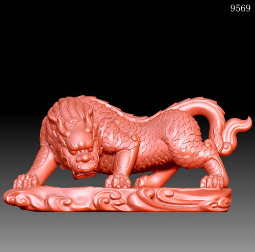 9569stl吸水兽 3d模型图三维立体模型 麒麟雕刻图 圆雕图stl文件
