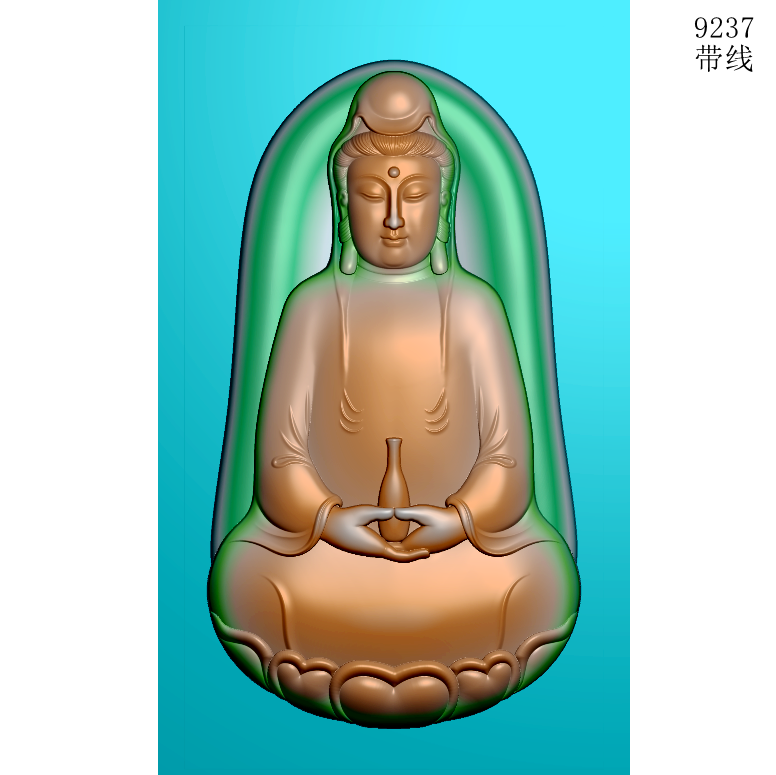 9237素衣观音人物精雕图JDP格式灰度图BMP格式浮雕图挂件图电脑雕