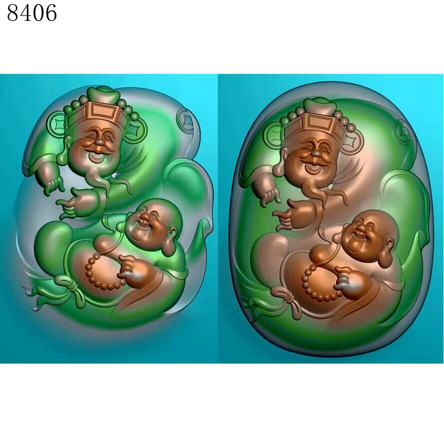 8406弥勒佛精雕图jdp格式灰度图bmp格式浮雕挂件图电脑雕刻图
