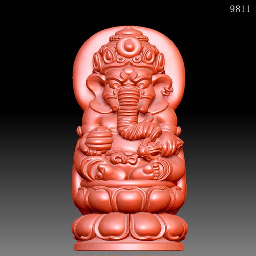 9811象神座莲圆雕图雕刻机3D打印素材STL格式模型图OBJ精雕