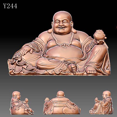 Y244弥勒坐托元宝2雕刻图三维立体;精雕图圆雕图STL3D