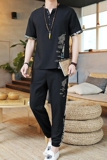 夏季冰丝短袖t恤2025新款风套装唐装宽松汉服A438-2201-P65，男装T恤，电商A438