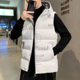 A438-MJ03-P902025秋冬上新宽松连帽亮面无袖外套休闲青年马甲潮，女装短外套，电商A438