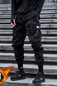 5162 冬装新款加绒加厚潮牌宽松大口袋工装裤男休闲裤图片