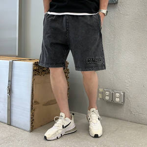 2022牛仔短裤男潮夏季五分破洞复古潮牌休闲男短裤 A438-5227-P45图片
