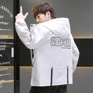 2025春秋潮牌工装连帽宽松短款夹克外套韩版休闲男 A436-607-P70图片