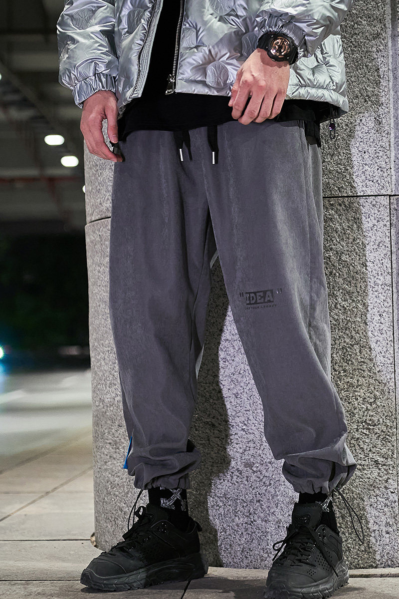 5156冬装新款潮牌加绒加厚阔腿裤男宽松休闲束脚裤子,男装休闲裤,电商A438