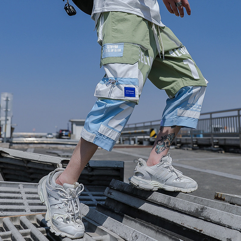 潮牌机能工装高街嘻哈潮流宽松夏季男短裤A438-C3006-P4579,男装牛仔裤,电商A438