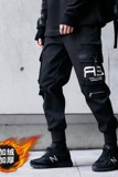 A438-5163-P682025秋冬新款机能风宽松束脚裤休闲加绒加厚工装裤，男装工装外套，电商A438