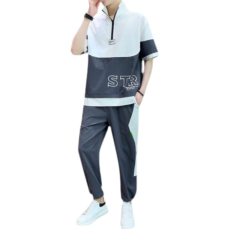 2025男生t恤套装夏季新款韩版潮流短袖衣服帅气一套A438-611-P70,男装T恤,电商A438