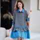 韩系时尚 宝诗黎翻领系带条纹衬衫 裙2026春季 洋气宽松休闲连衣裙