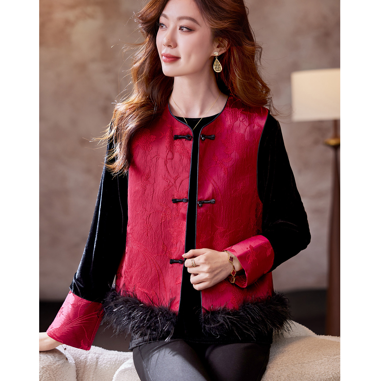 宝诗黎两件套马甲丝绒衬衫2026春季气质国风新中式休闲百搭衬衣女,女装/女士精品,衬衫,淘宝优惠券,粉丝福利购,淘宝优惠卷