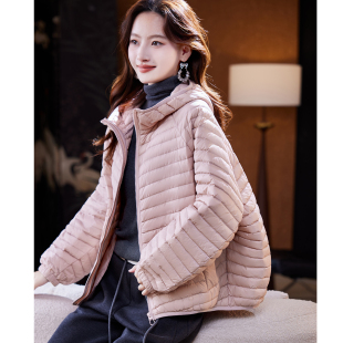 宝诗黎连帽轻薄鸭绒排骨羽绒服2025冬季 慵懒百搭外套 90绒宽松大码