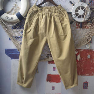 日系复古廓形挺括显瘦气球裤 子女 女设计感高腰休闲9分宽松阔腿裤