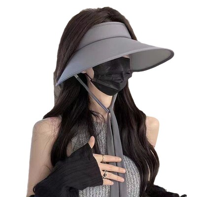 双面冰丝防晒帽女新款夏季防紫外线大檐遮阳帽加大帽檐空顶太阳帽