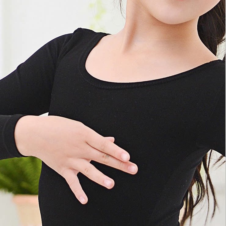 秋冬加绒儿童黑色弹力衣男女童肤色紧身打底内衣练功服演出舞蹈服