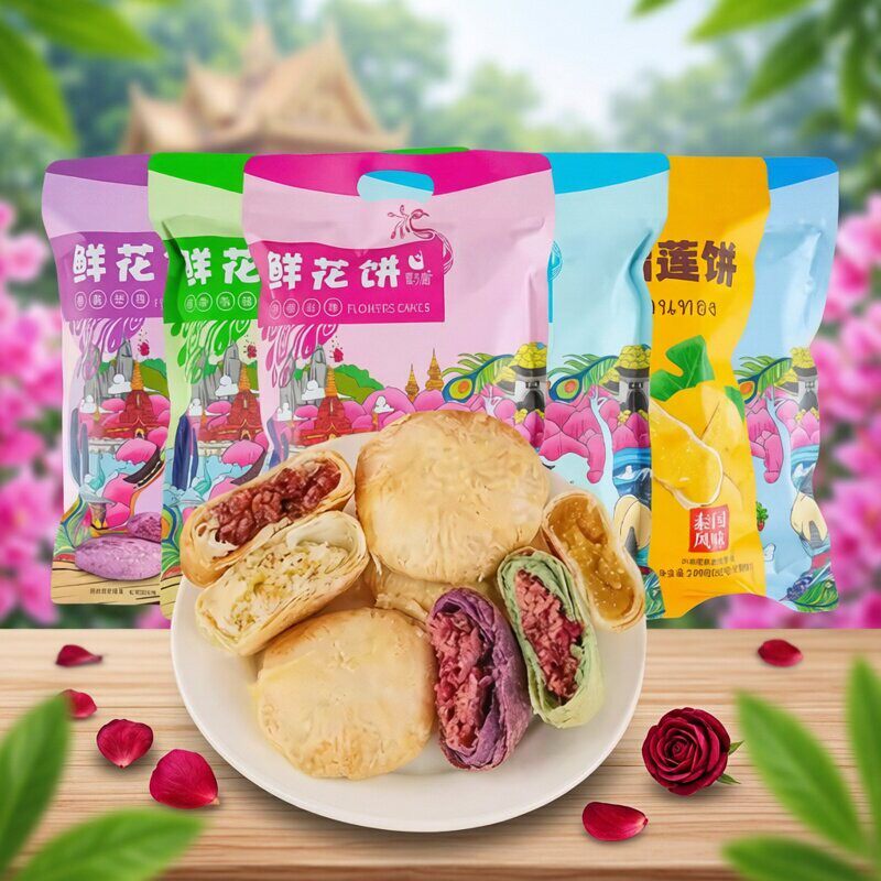 傣乡园鲜花饼金枕头榴莲饼云南特产休闲零食糕点点心小吃早餐代餐