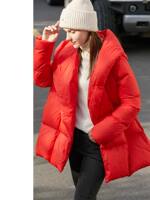 Amii Minimalist white duck down hooded down jacket for women 2026 Winter New style loose warm bread jacket magnetic buckle coat thumbnail 8