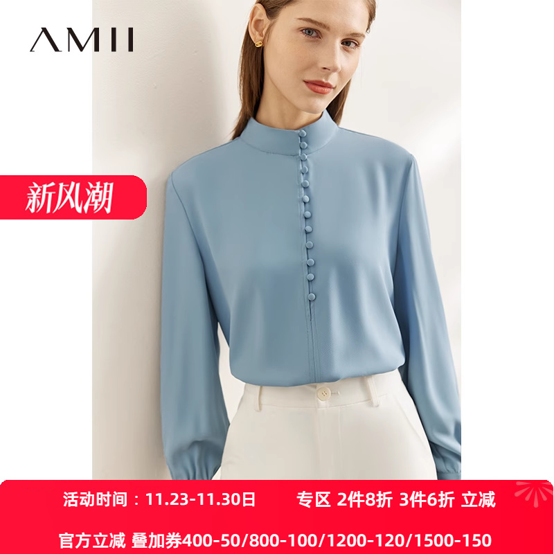 Amii春季复古通勤雪纺衫