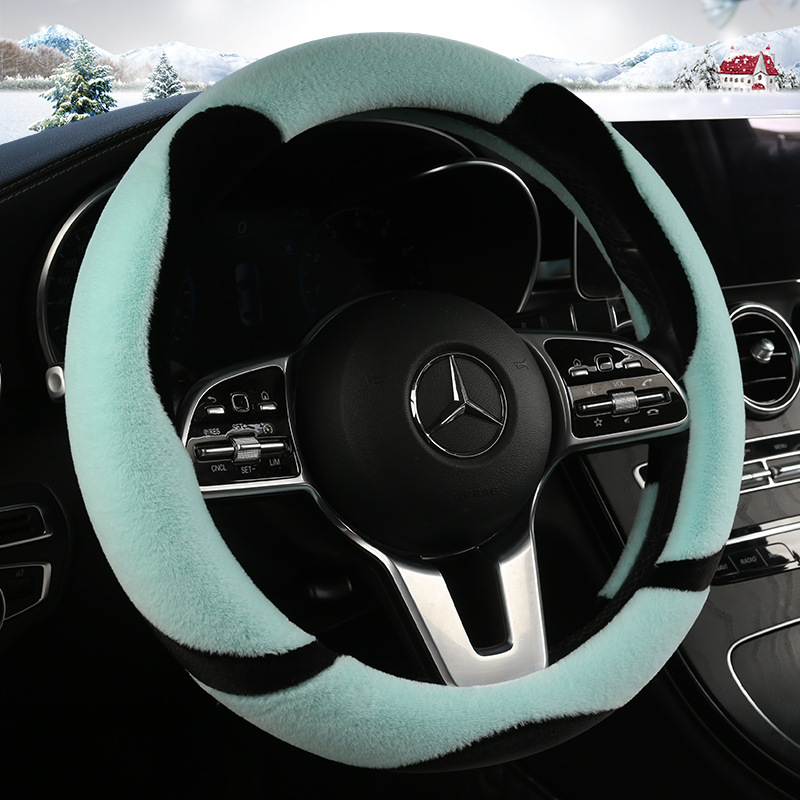 冬季防滑毛绒方向盘套熊猫薄荷