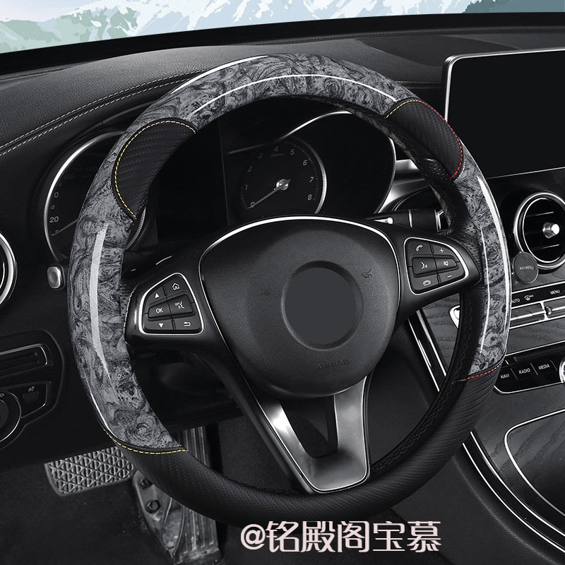 新款水晶桃木纹汽车方向盘套厂家直销卡通可爱防滑耐磨四季通用
