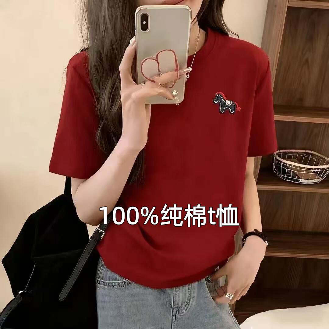 捡漏纯棉100短袖夏季新款印花