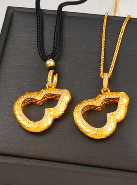 新中式仿金镶钻爆闪葫芦项链女