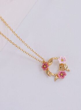 粉黛茉莉系列粉色茉莉花圆环项链