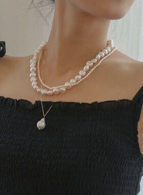 锁骨型异形珍珠项链米链颈链淡水