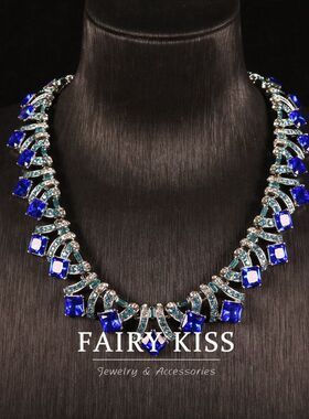 宫廷风精致水钻优雅个性设计轻奢高级感项链 青岛vintage中古饰品