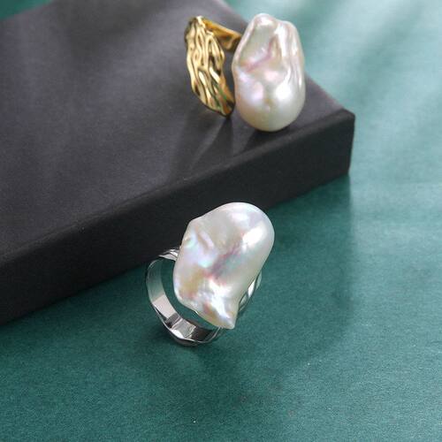 淡水珍珠可开口戒指925女纯银配