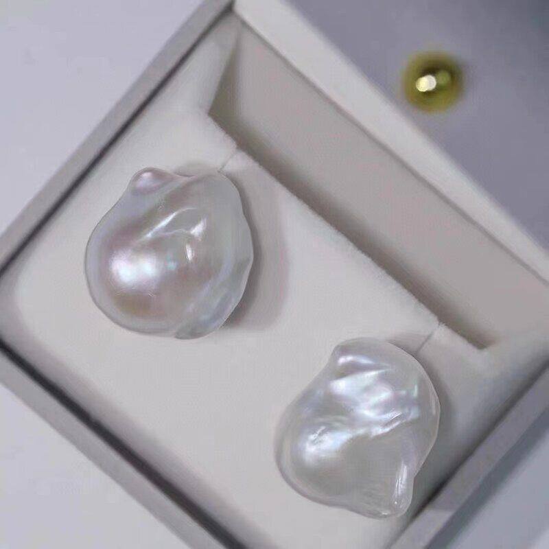 淡水珍珠素耳钉1516mm巴洛克耳饰
