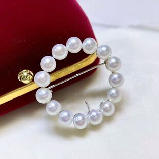 诸暨淡水珠宝胸针4-5mm圆形服饰配件批发零售大牌精工时尚胸花