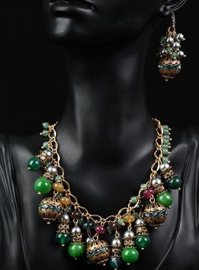 跨境大气气质耳饰高级感项链套装