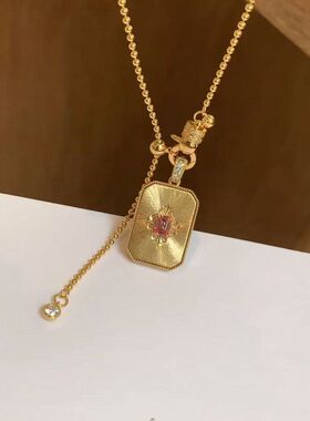S925纯银意大利工艺无事牌项链拉丝复古小众颈饰时尚轻奢项链女