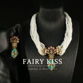 套装 多层镶钻坠中古水滴花朵气质重工镂空耳环镀项链真金高级感