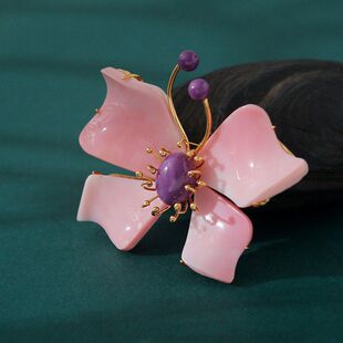 蝴蝶贝旗袍配饰徽章女扣粉色吊坠多功能胸花海螺天然胸针精致
